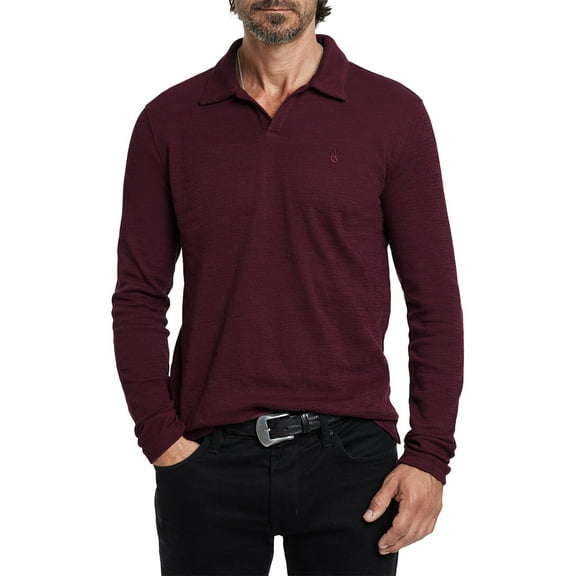 John Varvatos mens  Morris Texture Polo Shirt, XL, Red