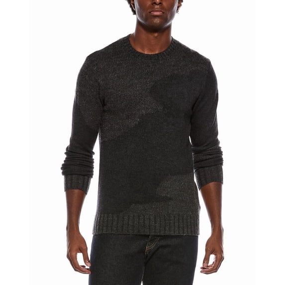 John Varvatos mens Rector Wool-Blend Crewneck Sweater, l, Gray