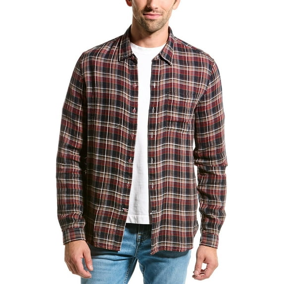 John Varvatos mens Reversible Gauze Shirt, m, Red