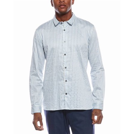 John Varvatos mens  Ross Slim Fit Sport Shirt, s, Blue