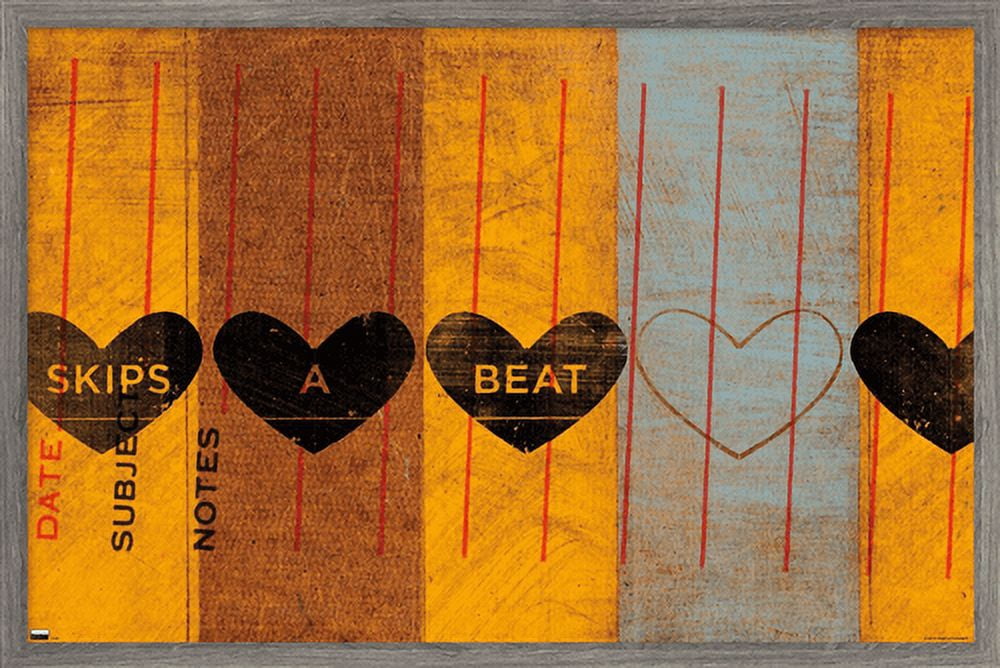 John W. Golden - Skips a Beat Wall Poster, 14.725" x 22.375", Framed