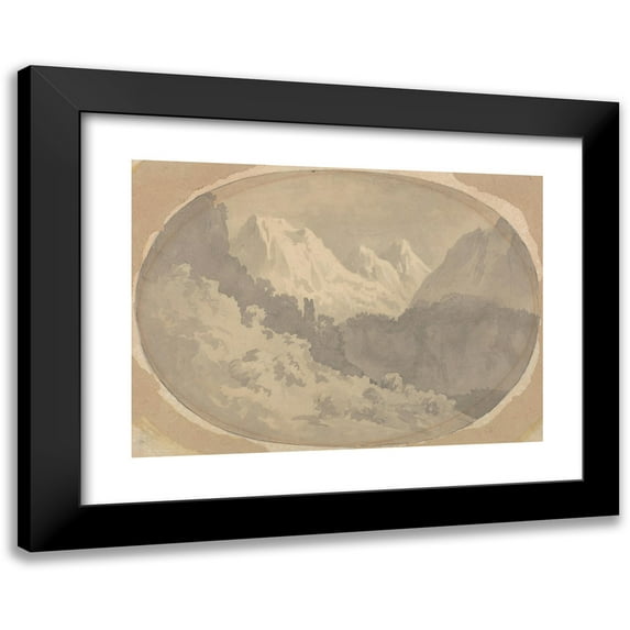 John Warwick Smith 14x11 Black Modern Framed Museum Art Print Titled - Alpine Scene (1781)