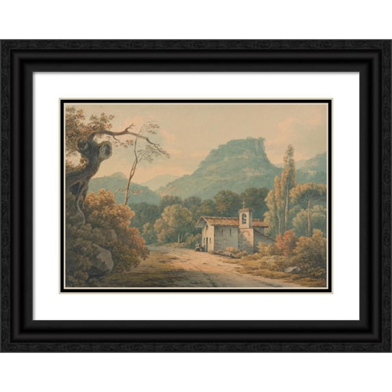 John Warwick Smith 24x18 Black Ornate Framed Double Matted Museum Art Print Titled: The Hermitage at Frascati