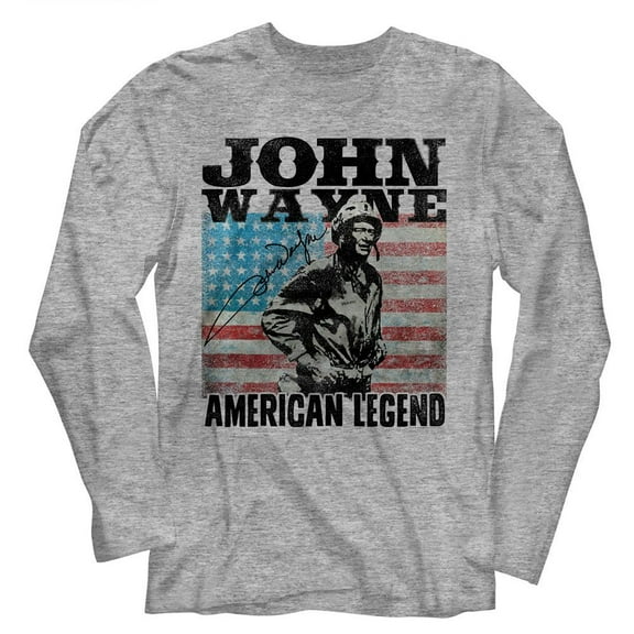 John Wayne American Legend Gray Heather Long Sleeve T-Shirt