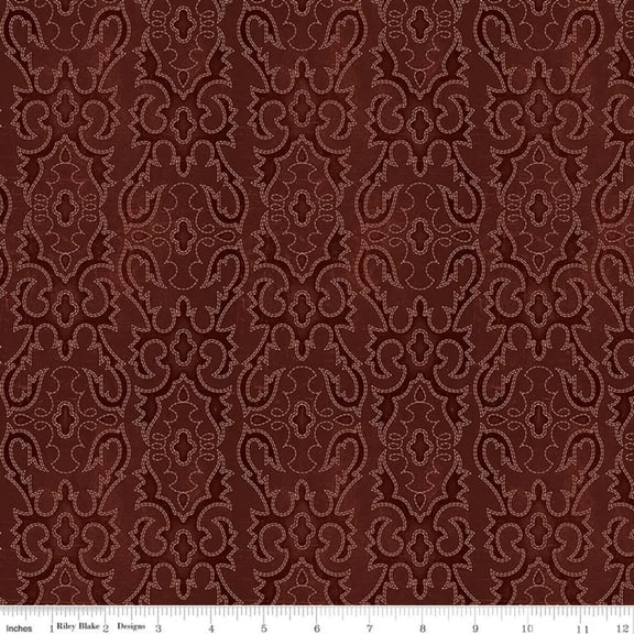 John Wayne American West Boot Stitching Marsala Cotton Fabric
