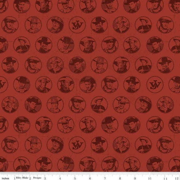 John Wayne American West Circles Red Cotton Fabric (1 yard)