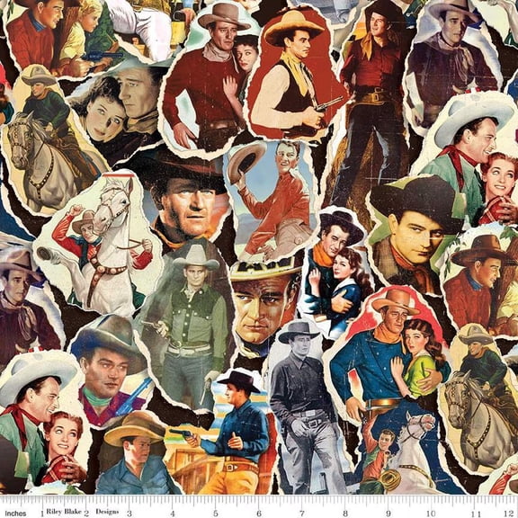 John Wayne American West Poster Print Multi Cotton Fabric (1 yard)