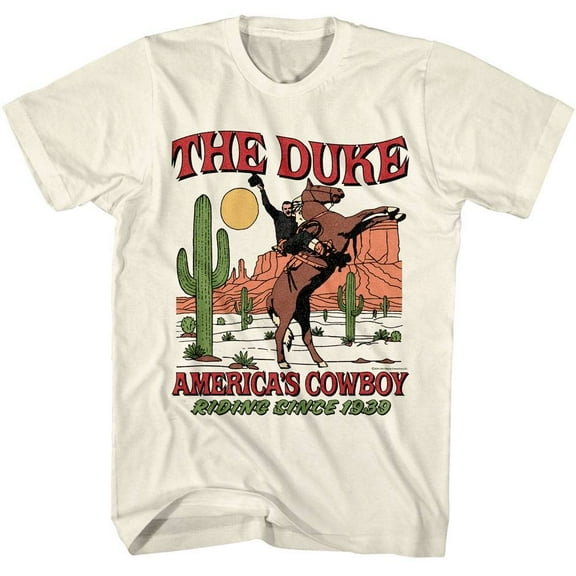 John Wayne The Duke Americas Cowboy Men's T Shirt (Ivory, AdultS)