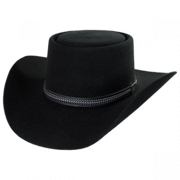 John Wayne Chinook Wool Felt Gambler Hat - 7.25 - Black