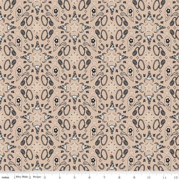 John Wayne Courage Bandana Sand Cotton Fabric