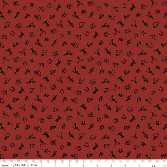 John Wayne Courage Icons Barn Red Cotton Fabric