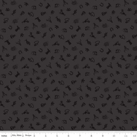 John Wayne Courage Icons Charcoal Cotton Fabric