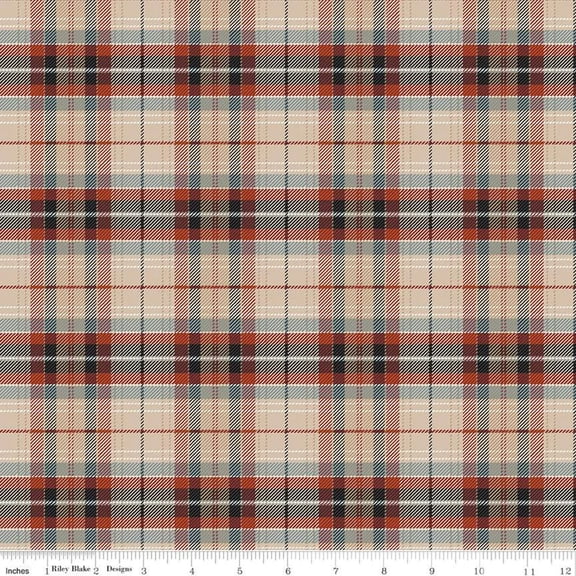 John Wayne Courage Plaid Sand Cotton Fabric