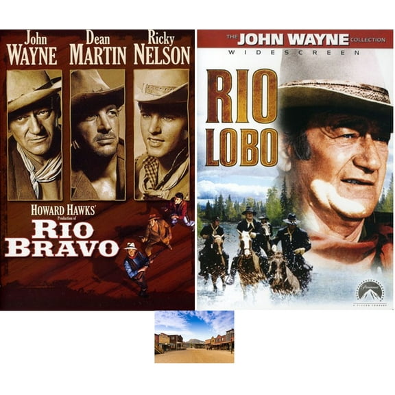John Wayne Double Feature RIO LOBO & RIO BRAVO 2 DVD Includes Western Movie Art Card