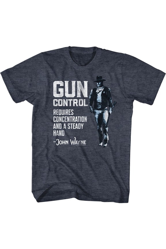 John Wayne Gun Control Navy Heather Adult T-Shirt S