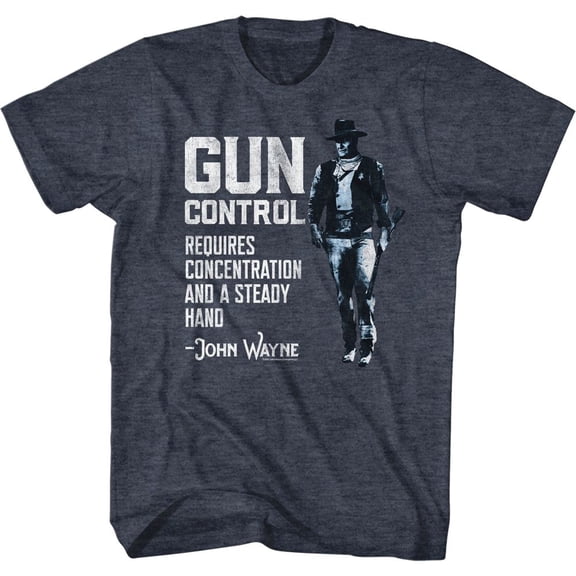 John Wayne Gun Control Navy Heather Adult T-Shirt