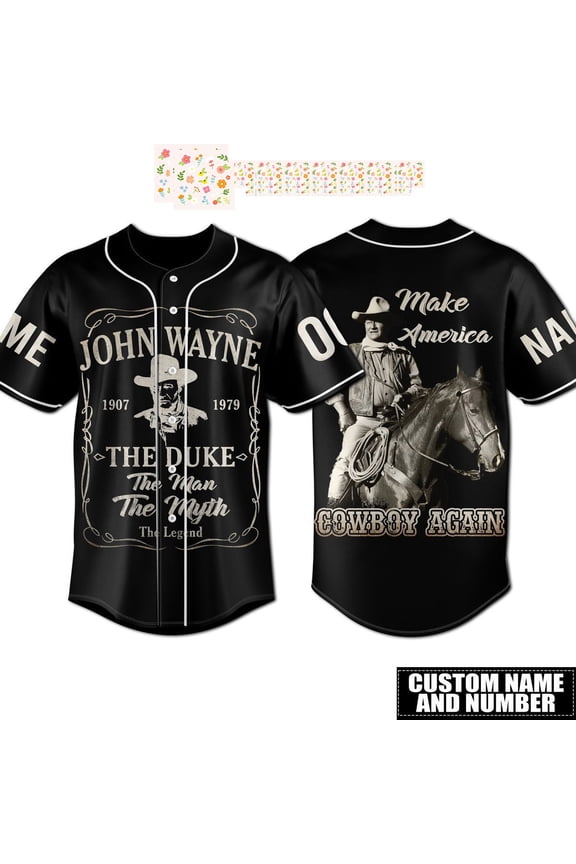 John Wayne Make America Cowboy Again Personalized Baseball Jersey