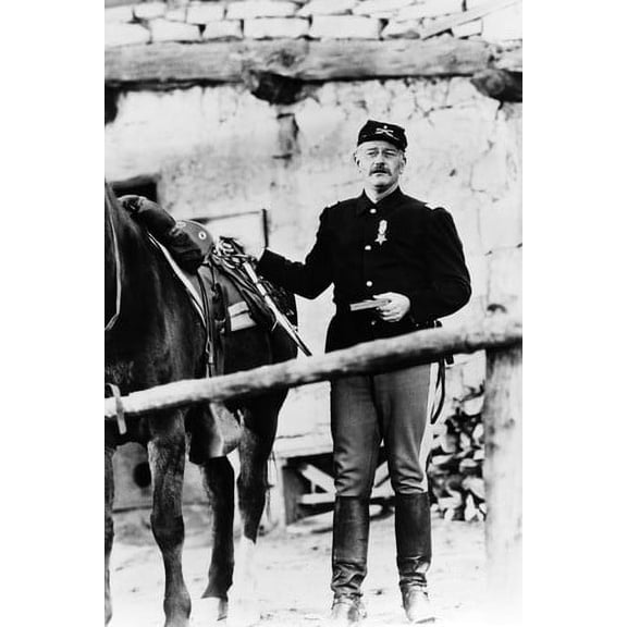 John Wayne She Wore a Yellow Ribbon Portrait By Horse 24X36 Poster