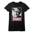 thumbnail image 1 of John Wayne Tha Duke Black Junior Women's T-Shirt, 1 of 2