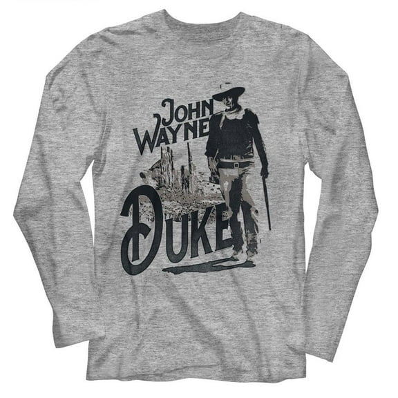 John Wayne The Duke Gray Heather Long Sleeve T-Shirt M