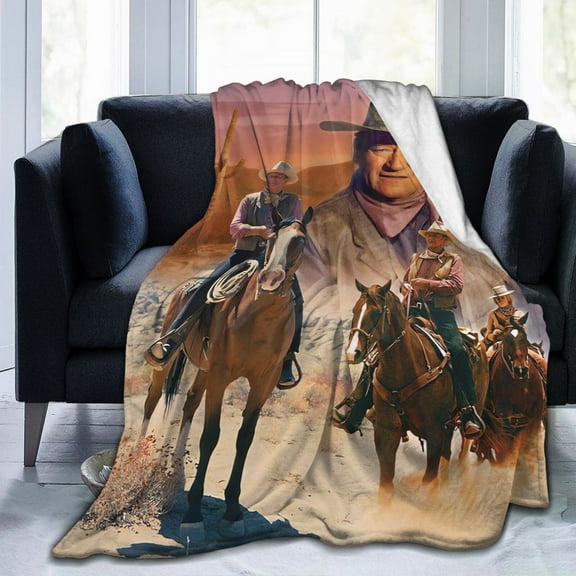 John Wayne Throw Blanket 50"X40" Soft Flannel Lightweight Plush Air Conditioner Quilt Suitable For Sofa,Living Room,Bedroom,Double Bed