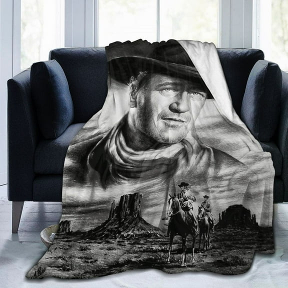 John Wayne Throw Blanket 50"X40" Soft Flannel Lightweight Plush Air Conditioner Quilt Suitable For Sofa,Living Room,Bedroom,Double Bed