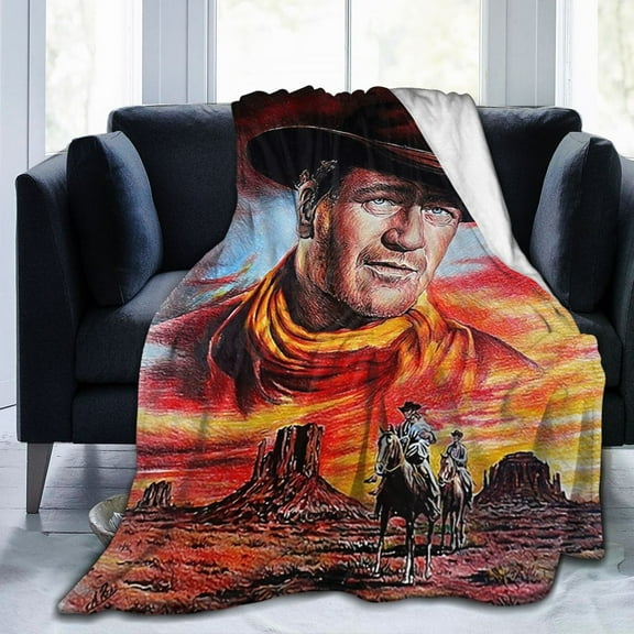 John Wayne Throw Blanket 50"X40" Soft Flannel Lightweight Plush Air Conditioner Quilt Suitable For Sofa,Living Room,Bedroom,Double Bed