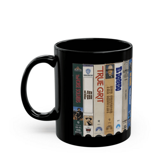 John Wayne Westerns VHS Retro Mug, Nostalgic Cowboy Coffee Tea Cup