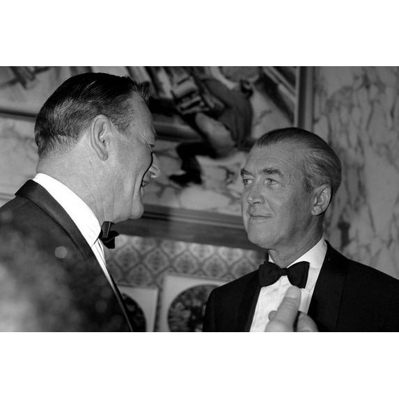 John Wayne candid with James Stewart in tuxedo 1960's 24x36 Poster