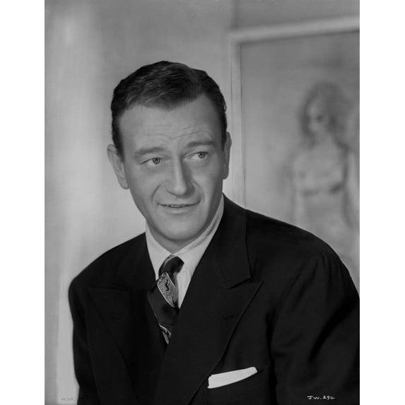John Wayne in Suit and Tie photo Portrait in Black and White Photo Print (8 x 10)