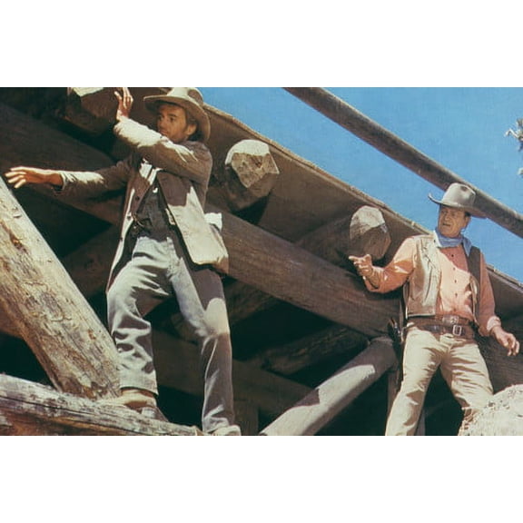 John Wayne in The War Wagon under bridge with Robert Walker Jr 24x36 Poster