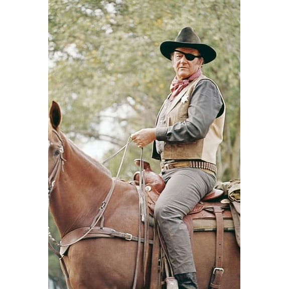 John Wayne in True Grit The Legend on horseback with eye patch Rooster Cogburn 24x36 Poster