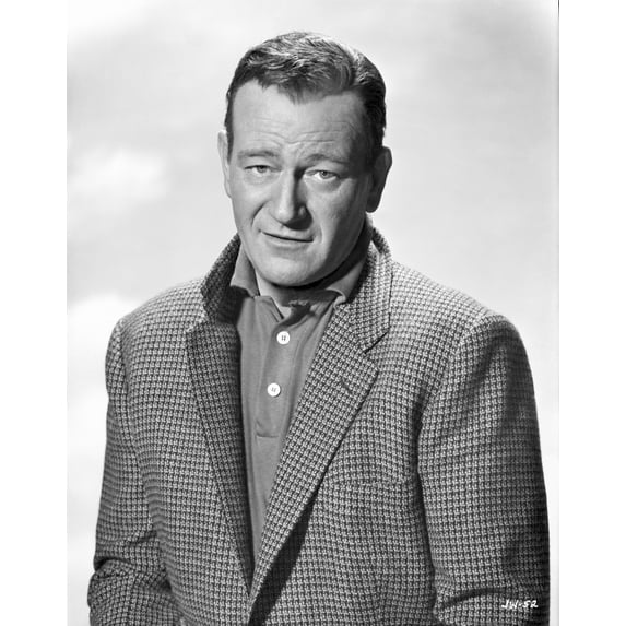 John Wayne in suit with popped collar Photo Portrait in Black and White Photo Print (24 x 30)