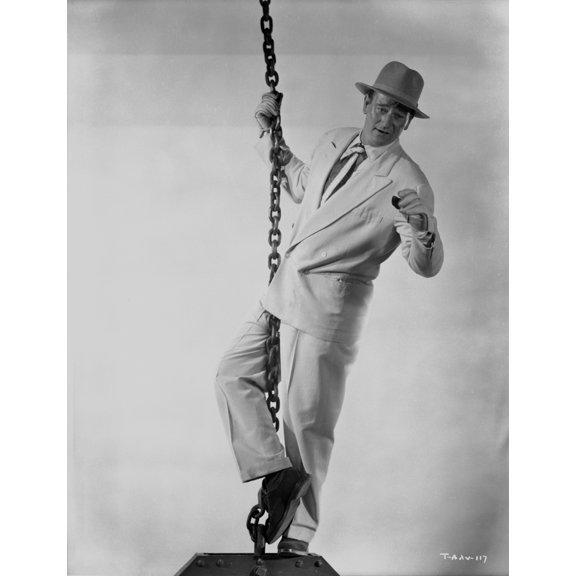 John Wayne in the Rio Grande Portrait in Black and White Photo Print (8 x 10)