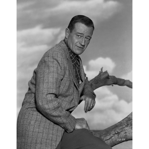John Wayne portrait in suit coat Portrait in Black and White Photo Print (8 x 10)