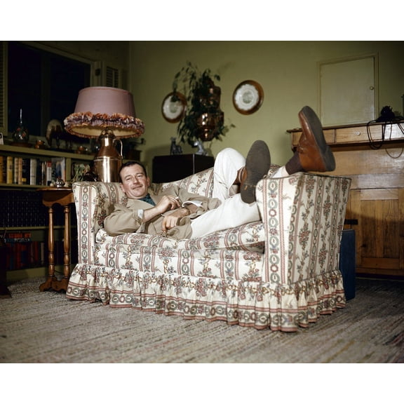 John Wayne relaxing on couch with moustache vintage image 24x36 Movie Poster HD Aluminum Wall Art