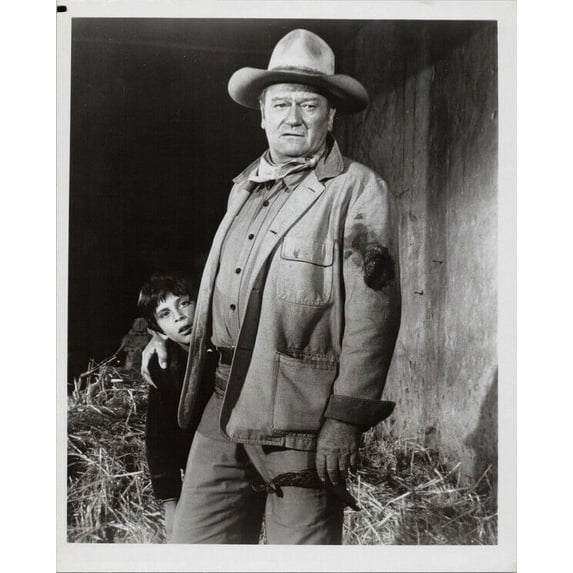 John Wayne tough guy pose with son Ethan 1971 Big Jake 8x10 photo