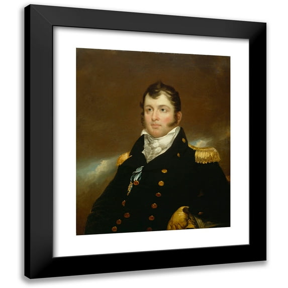 John Wesley Jarvis 12x14 Black Modern Framed Museum Art Print Titled - Commodore Oliver Hazard Perry (Between 1814 and 1820)