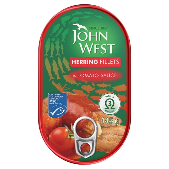 John West Herring Fillets Tomato Sauce 145G, Imported from Britain