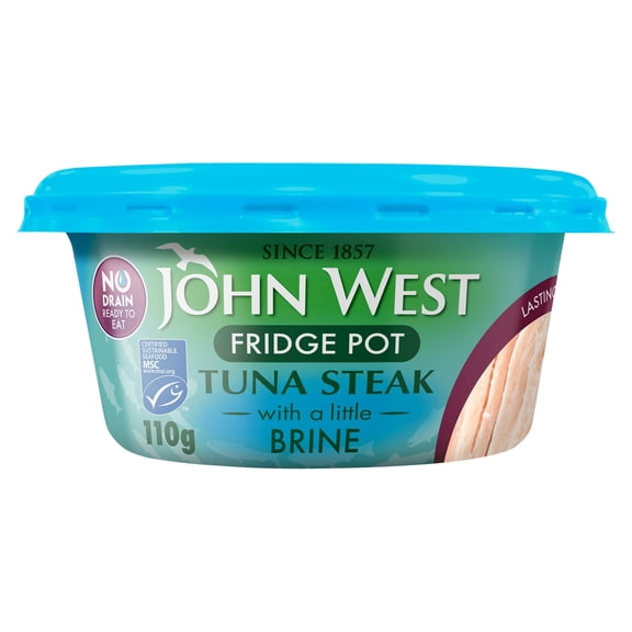John West No Drain Fridge Pot Tuna Steak with a Little Brine 110g, Imported from Britain