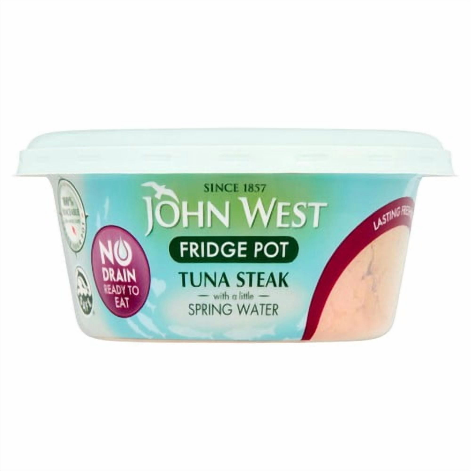 John West No Drain Fridge Pot Tuna Steak with a Little Spring Water 110g, British Import (Pack of 3)
