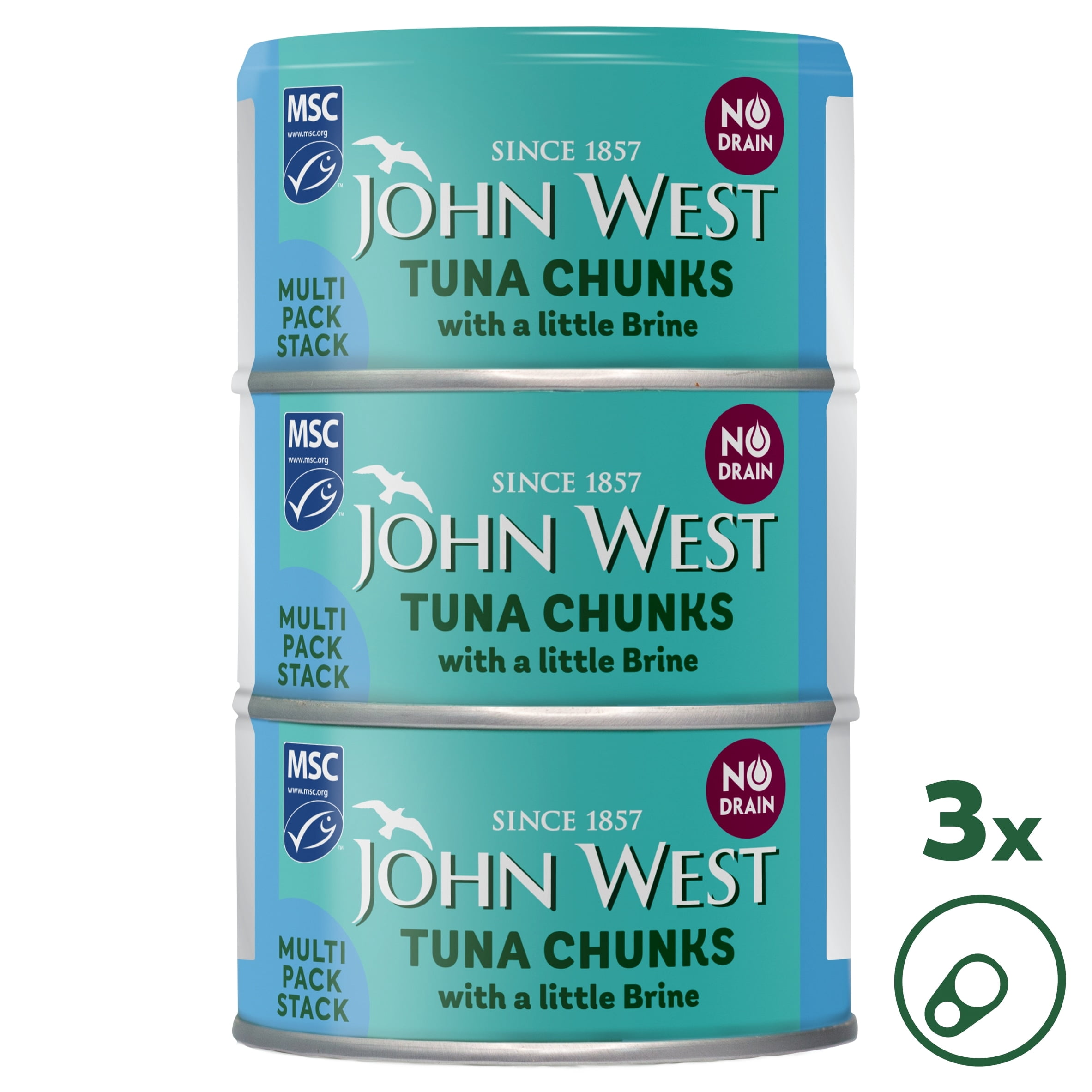 John West No Drain Tuna Chunks with a Little Brine MSC 3x100g, Imported from Britain