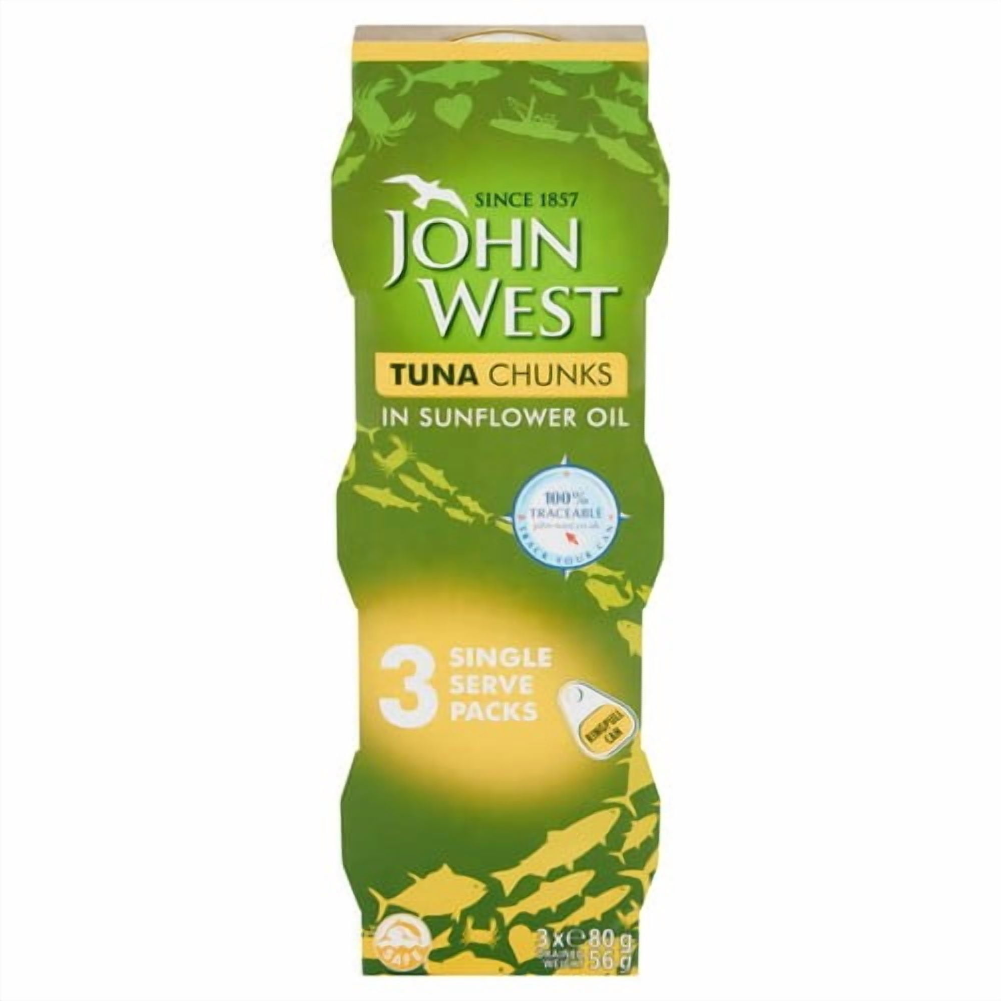 John West Tuna Chunks In Sunflower Oil 3 Pack 3 x 80g, British Import (Pack of 3)