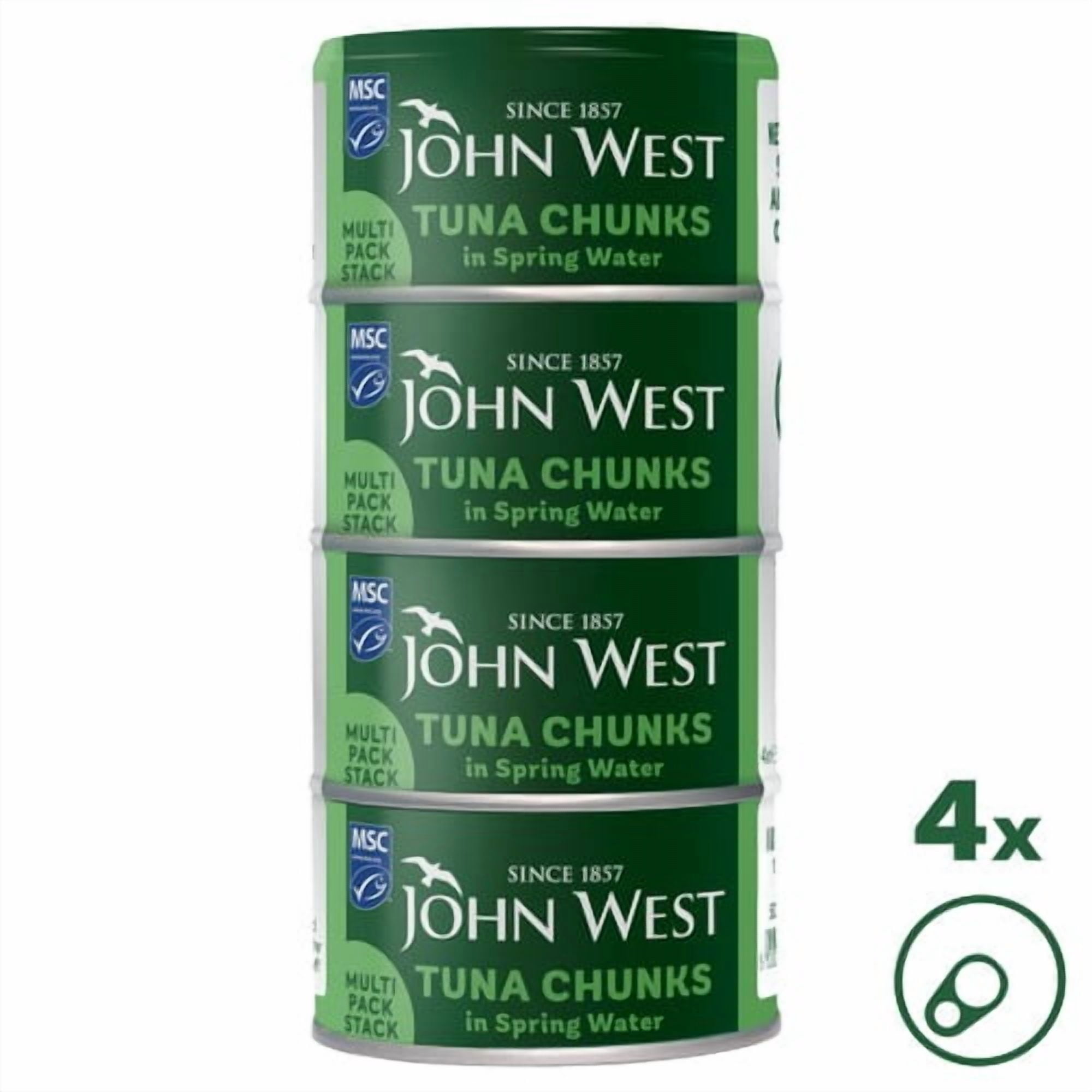 John West Tuna Chunks in Spring Water MSC 4 x 125g, British Import (Pack of 3)
