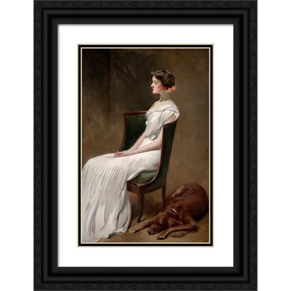 John White Alexander 17x24 Black Ornate Framed Double Matted Museum Art Print Titled: Miss Dorothy Quincy Roosevelt (1901-1902)