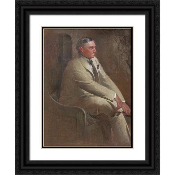John White Alexander 19x24 Black Ornate Framed Double Matted Museum Art Print Titled: Portrait of William Denny (1902)