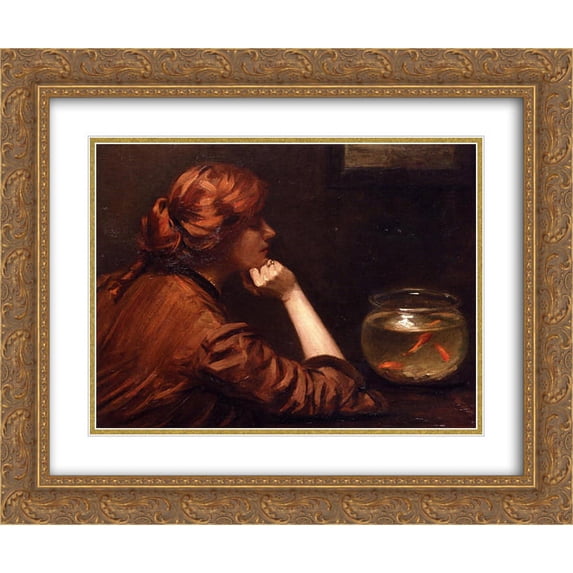 John White Alexander 2x Matted 24x20 Gold Ornate Framed Art Print 'An Idle Moment'