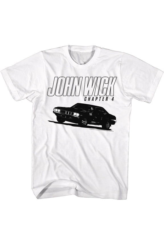 John Wick 4 1971 Plymouth Cuda Men's T Shirt (White, AdultL)