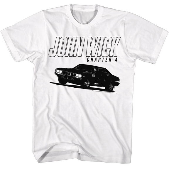 John Wick 4 1971 Plymouth Cuda Men's T Shirt (White, AdultL)