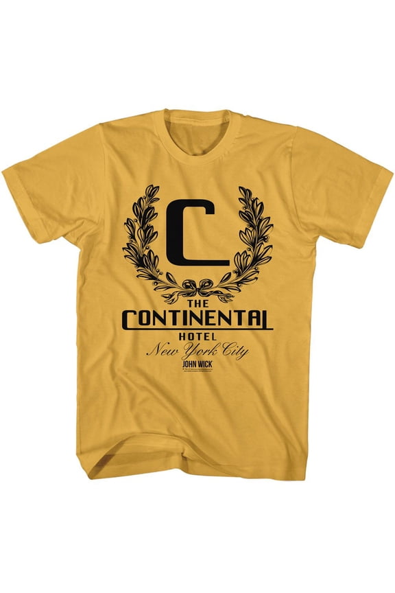 John Wick Continental Hotel Men's Gold T Shirt New York City Action Movie Spin